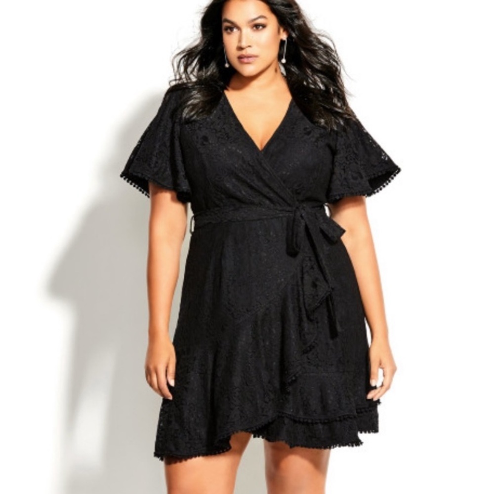 City Chic Sweet Love Lace Dress Black Size 18